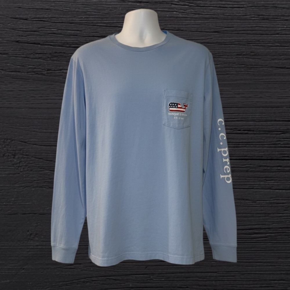 Vineyard Vines C.C. Prep Jeep Back Graphic Long Sleeve Tee Shirt Blue Small - Picture 2 of 9